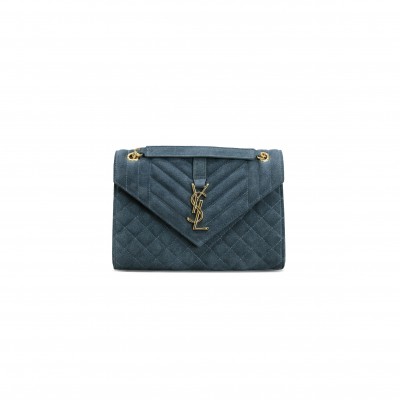 YSL ENVELOPE MEDIUM CHAIN BAG IN SUDE SHOULDER BAG 487206233460 (24*17.5*6cm)